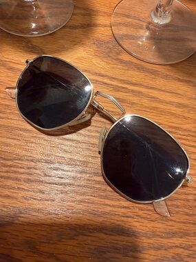 Gold Frame Black Lens Women's Sunglasses